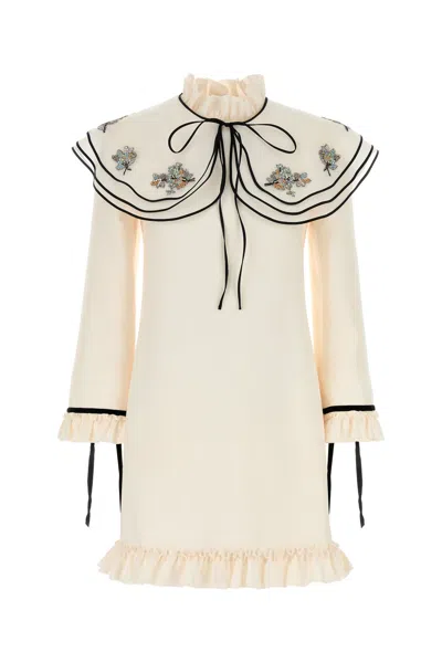 Valentino Garavani Women Ivory Wool Blend Mini Dress