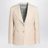 Valentino Wool And Silk Single-breasted Jacket In Neutral