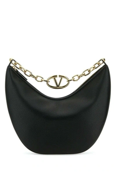 Valentino Garavani Women Black Leather Medium Hobo Vlogo Moon Shoulder Bag In Multicolor
