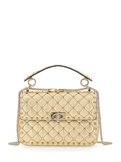 Valentino Garavani Medium Rockstud Spike Quilted Metallic Leather Shoulder Bag