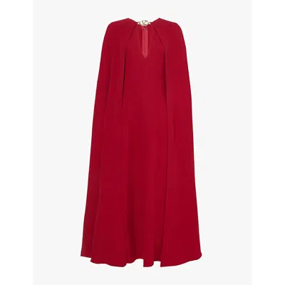 Valentino Garavani Womens Merlara Vlogo-plaque Cape-back Silk Midi Dress