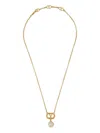 Valentino Garavani Metal "ovalette" Necklace With Swarovskipearl In Gold