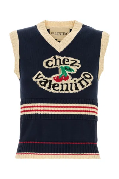 Valentino Garavani Women Midnight Blue Cotton Vest
