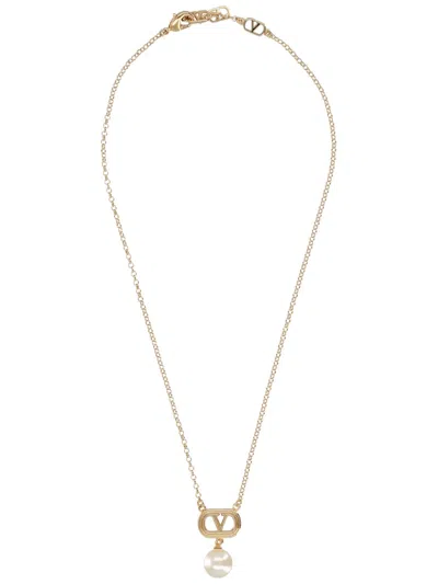 Valentino Garavani Women's Mini Bronze Necklace With Logo In Gold