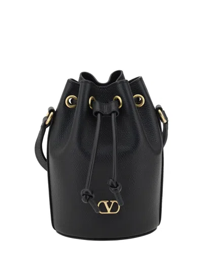 Valentino Garavani Women Mini Vlogo Drawstring Bucket Bag In Black