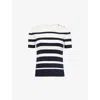 Valentino Striped Cotton Top In Navy Avorio
