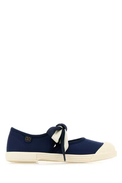 Valentino Garavani Women Navy Blue Canvas Bay By Bay Slip Ons