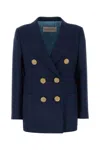 Valentino Navy Blue Wool Blazer In Blue