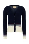 Valentino Garavani Women Navy Blue Wool Cardigan In Blue