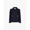 Valentino Logo-plaque Virgin Wool-blend Coat In Navy
