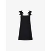 Valentino Crepe Couture Embroidered Minidress In Nero