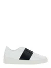 Valentino Garavani Women 'open' White Low Top Sneakers With Contrasting Band And Studs In Leather Wo