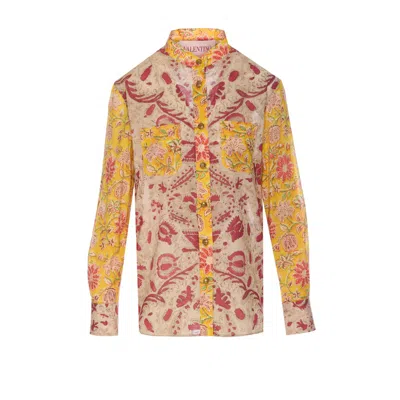 Valentino Crewneck Floral Pattern Collared Neck In Multi