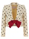 Valentino Bow-embellished Polka-dot Silk-shantung Jacket