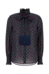 Valentino Garavani Women Printed Cotton Shirt In Blue