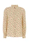 Valentino Crepe De Chine Shirt With Cherryfic Print In Neutral