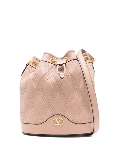 Valentino Garavani Women Quiltie 67 Leather Bucket Bag In Multicolor