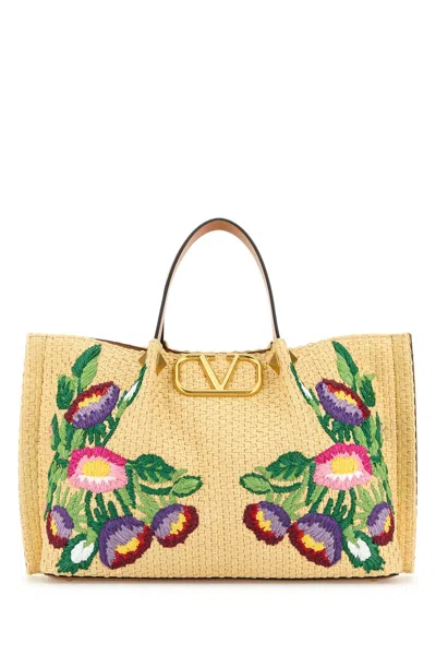 Valentino Garavani Women Raffia Vlogo Signature Handbag