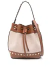 Valentino Garavani Women Rockstud Canvas Bucket Bag In Multicolor