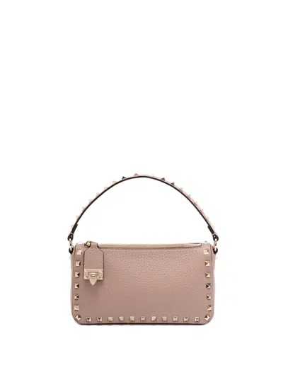 Valentino Garavani `rockstud` Small Shoulder Bag In Sand