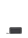 Valentino Rockstud Zipped Wallet In Black