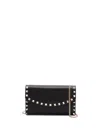 Valentino Black Rockstud Crossbody Wallet In Black