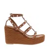 Valentino Rockstud Torchon 105 Leather Espadrille Wedge Sandals