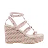 Valentino Garavani Women Rockstud Wedged Sandals In Pink