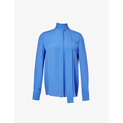 VALENTINO HIGH-NECK LONG-SLEEVE SILK SHIRT