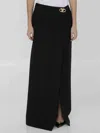 Valentino Crepe Couture Maxi Skirt With Front Slit In Black