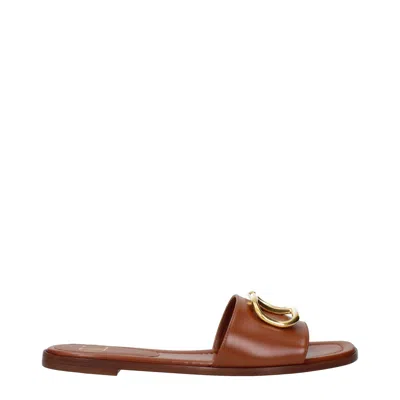 Valentino Garavani Women's Slides And Clogs Brown/leather