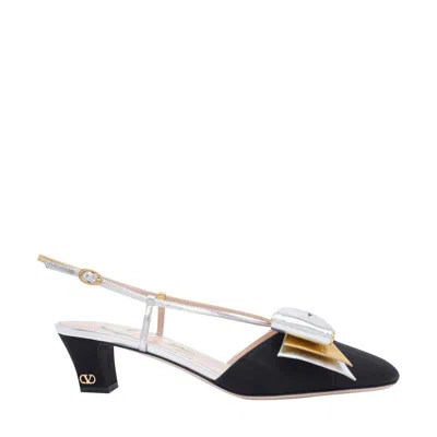 Valentino Garavani 45mm Bowow Viscose Slingback Pumps In Black