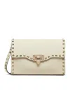 Valentino Garavani Small Rockstud Grainy Calfskin Crossbody Bag Woman Light Ivory Uni In White