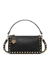 Valentino Garavani Women Small Rockstud Shoulder Bag In Grained Calfskin In Black