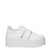 Valentino White Rockstud Elegant Sneakers With Golden Studs In White