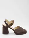 Valentino Fawcette Suede Platform Sandals With 100mm Heel In Brown
