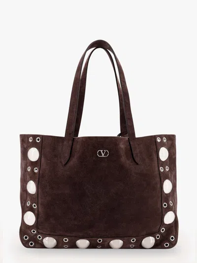 Valentino Garavani Women Suede Shoulder Bag With Maxi Metal Studs