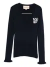Valentino Ruffled V-neck Wool Sweater