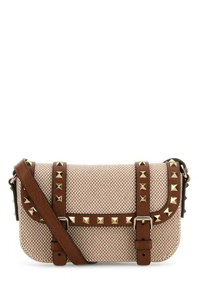 Valentino Garavani Women Two-tone Canvas Rockstud Crossbody Bag