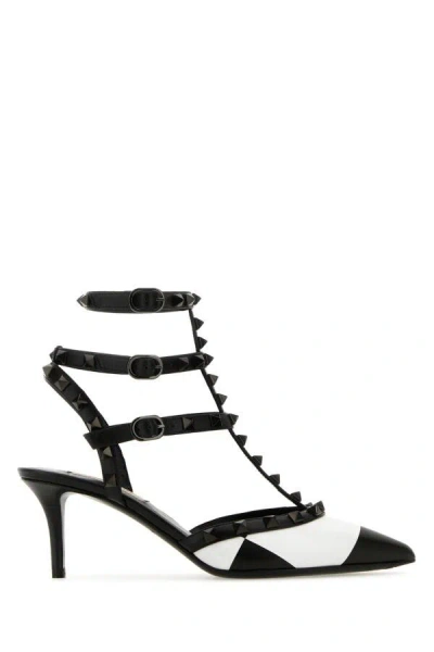Valentino Garavani 60mm Rockstud Two-tone Leather Pumps In Black
