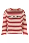 Valentino Womens Avorio Rosso Striped Brand-print Cotton-jersey T-shirt In Red