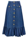 Valentino Garavani Blue Denim Cotton Skirt