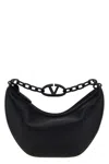 Valentino Textured Leather Chain Strap Shoulder Bag In Black