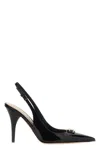 Valentino Vlogo 100 Embellished Patent-leather Slingback Pumps In Black