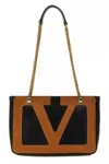 Valentino Black Nappa Leather Large Viva Superstar Shopping Bag In Multicolor