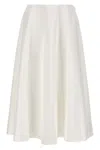 Valentino Poplin Midi Skirt In White