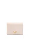 Valentino Womens Light Ivory Vlogo Signature Grainy Leather Compact Wallet