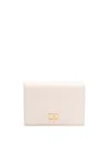 Valentino Womens Light Ivory Vlogo Signature Grainy Leather Compact Wallet