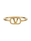 Valentino Polished Thin Band Vlogo Signature Ring In Gold
