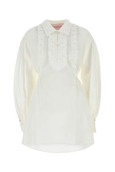 Valentino Cotton And Linen Dress In White